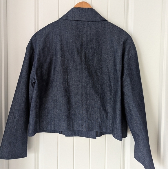 Pink Tartan Cropped Denim Blazer with Gold Buttons Size Medium - Picture 5 of 9